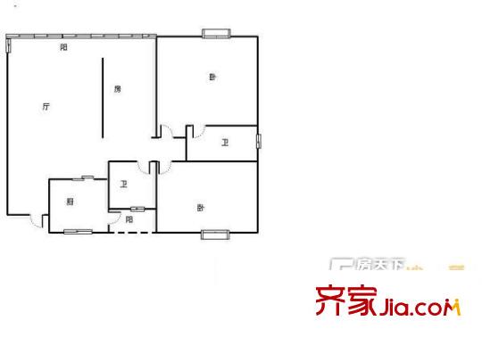 省政協(xié)宿舍 3室 戶型圖