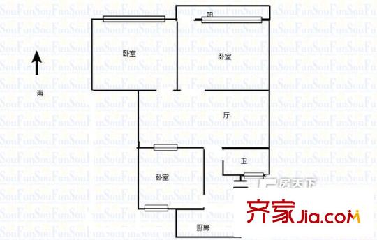 省政協(xié)宿舍 3室 戶型圖