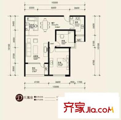 金環(huán)花園南村 2室 戶型圖