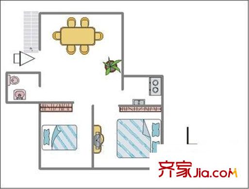 金環(huán)花園南村 2室 戶型圖