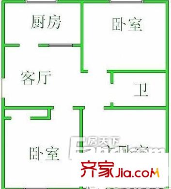 和龍花園戶型圖12-3 2室2廳1衛(wèi)1廚