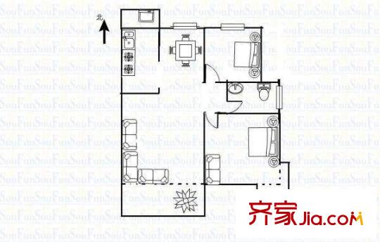 紅光新村 2室 戶型圖