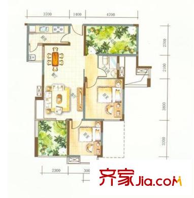 新文采花園 2室 戶型圖