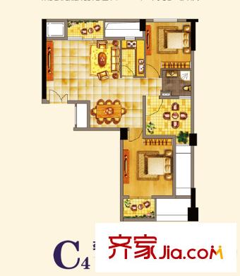 松芝萬象城C座C4戶型 3室2廳1衛(wèi)1廚
