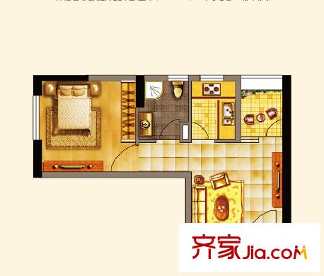 松芝萬象城C座C1戶型 1室1廳1衛(wèi)1廚