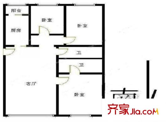 梅山新村 3室 戶型圖