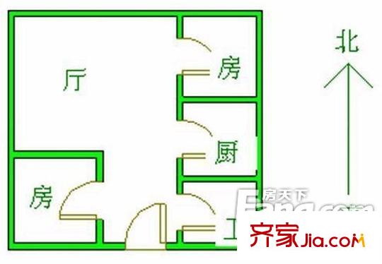 八一齒輪廠宿舍戶型圖42-2 2室2廳1衛(wèi)1廚