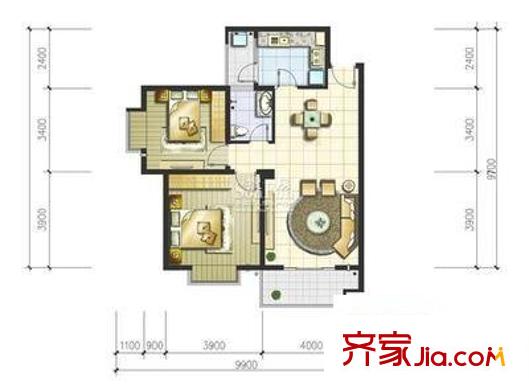 梅山新村 2室 戶型圖