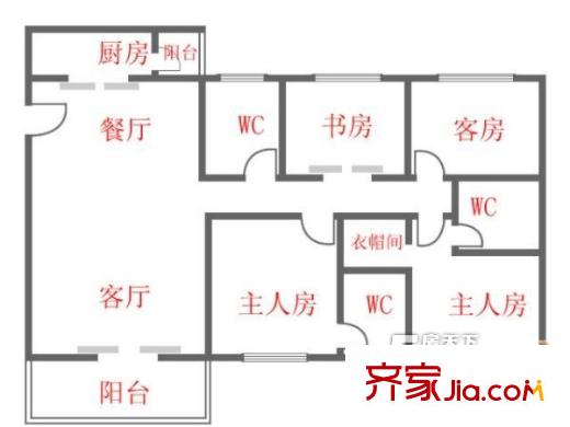 八一齒輪廠(chǎng)宿舍 4室 戶(hù)型圖