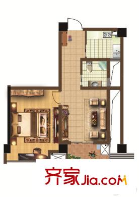 廬陽(yáng)柳林苑二期7#戶型 1室1廳1衛(wèi)1廚
