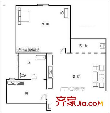 凱悅豪庭 1室 戶型圖