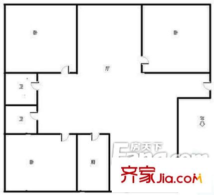五里墩電信村 3室 戶型圖