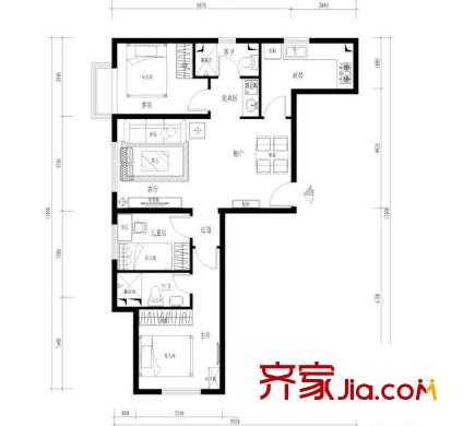 五里墩電信村 3室 戶型圖
