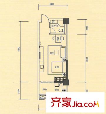 徽商優(yōu)山美地 1室 戶型圖