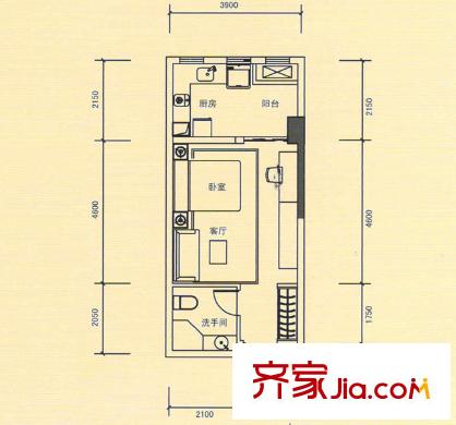 徽商優(yōu)山美地 1室 戶型圖