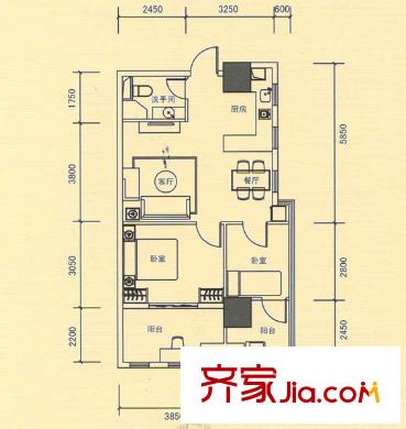 徽商優(yōu)山美地 2室 戶型圖