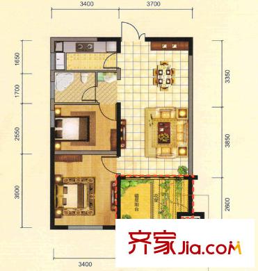 徽商優(yōu)山美地 2室 戶型圖