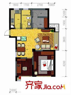 德信上湖名院 2室 戶型圖