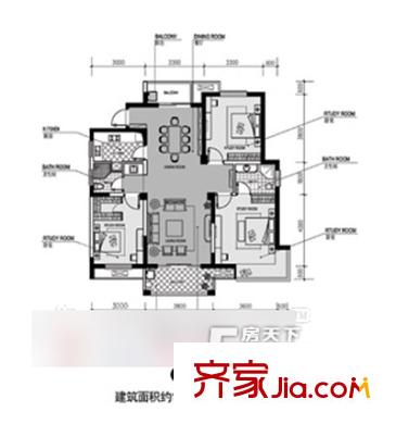 德信上湖名院 3室 戶型圖