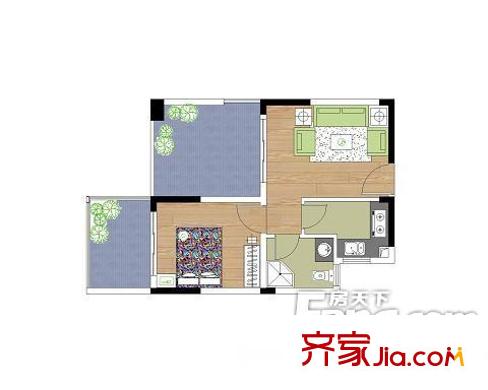 新華徽府 1室 戶型圖