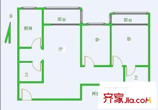 啤酒廠宿舍 2室 戶型圖