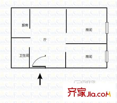 建設(shè)廳宿舍 2室 戶型圖