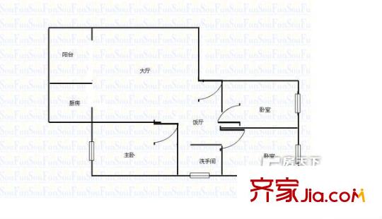 建設(shè)廳宿舍 3室 戶型圖
