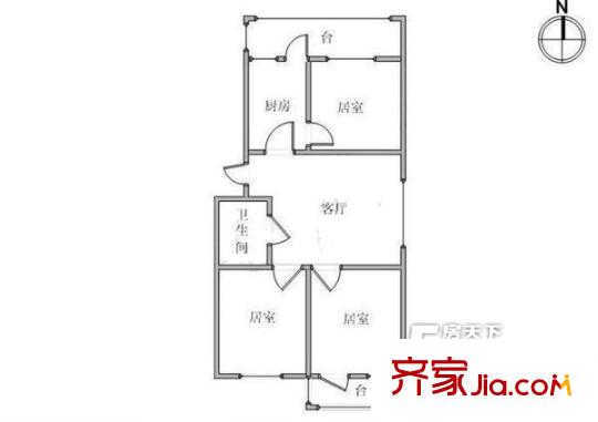 鋼北新村 3室 戶型圖