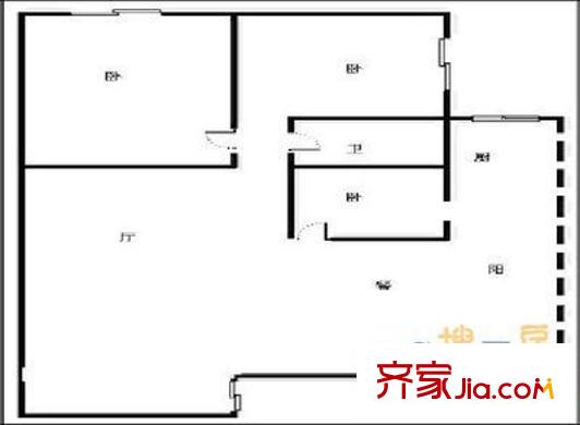 長城天一家園清溪苑戶型圖1 2室2廳1衛(wèi)1廚