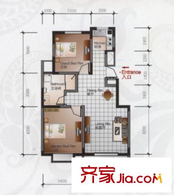 長城天一家園清溪苑戶型圖長城天一家園 2室 戶型圖 2室2廳1衛(wèi)1廚