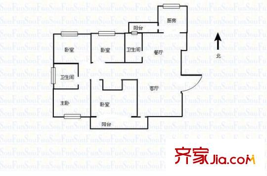 長城天一家園清溪苑戶型圖長城天一家園 4室 戶型圖 4室2廳2衛(wèi)1廚