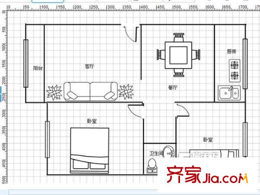 北苑小區(qū) 2室 戶型圖