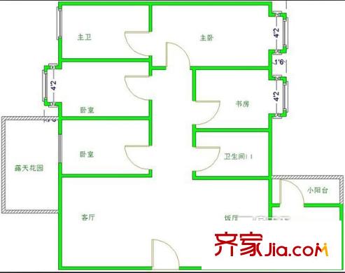 平方米泰贏家廣場(chǎng) 4室 戶(hù)型圖