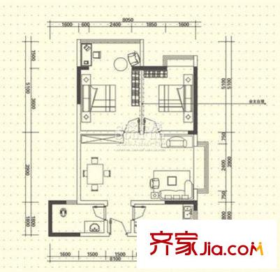 開元輪胎廠宿舍 2室 戶型圖
