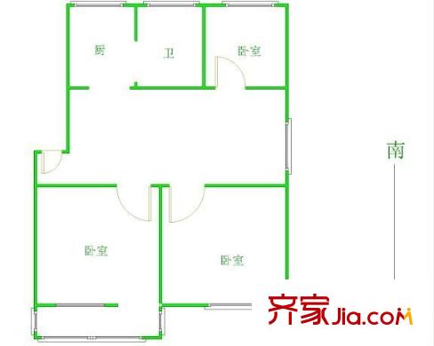 開元輪胎廠宿舍 3室 戶型圖