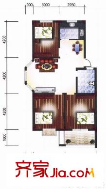 大鵬怡和華庭戶型圖5 3室2廳1衛(wèi)1廚
