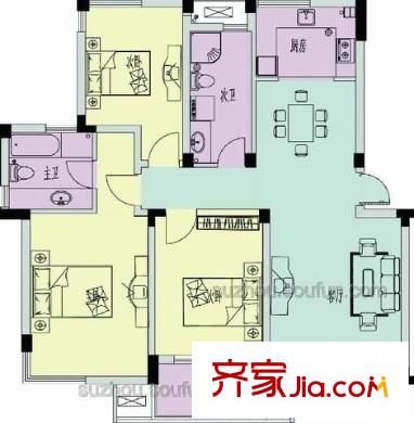 開元輪胎廠宿舍 3室 戶型圖
