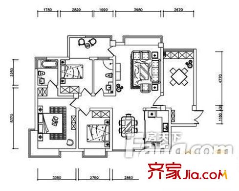 珠光雅苑 3室 戶型圖