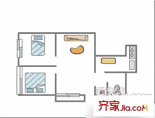 衛(wèi)崗電信小區(qū) 2室 戶型圖