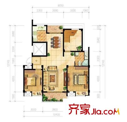 天門湖錦城 2室 戶型圖