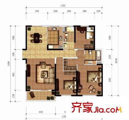 天門湖錦城 3室 戶型圖