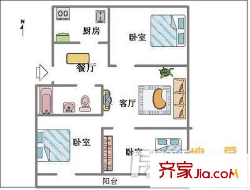 鑫源花園 3室 戶型圖