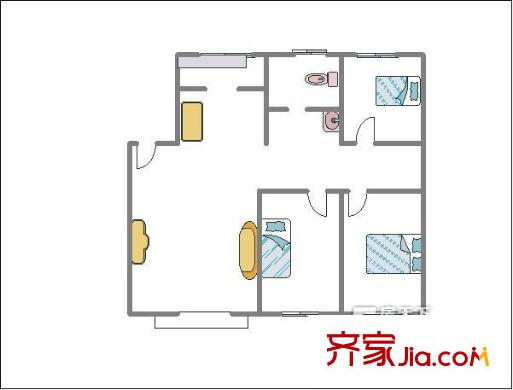 市政新顏小區(qū)戶型圖8-1 3室2廳1衛(wèi)1廚