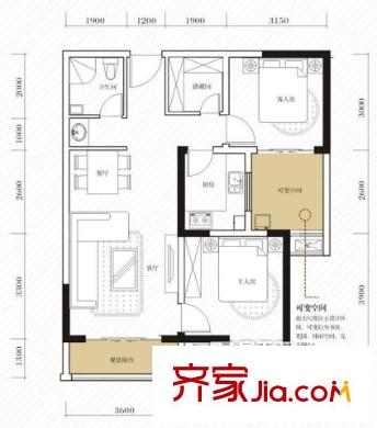南艷瑞景 2室 戶型圖