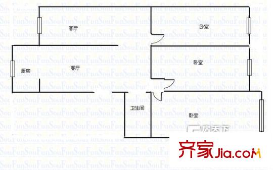 中醫(yī)學(xué)院宿舍 3室 戶型圖