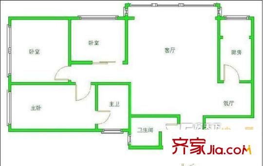 中醫(yī)學(xué)院宿舍 3室 戶型圖