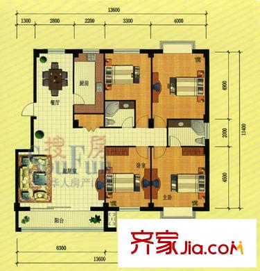 長(zhǎng)春都市豪庭 4室 戶型圖