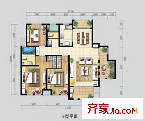 長(zhǎng)春都市豪庭 3室 戶型圖