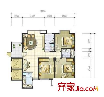 長春都市豪庭 3室 戶型圖