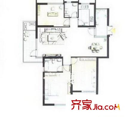 園林都市 3室 戶型圖